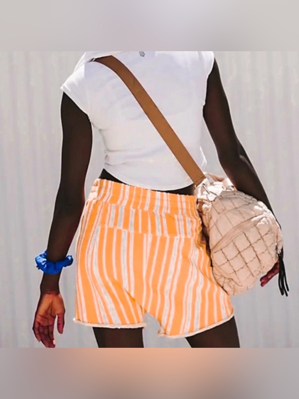 NWT Free People Movement S All Star Printed Shorts Newport Stripe Orange 🍊NEW - Picture 2 of 7